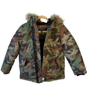 Polo by Ralph Lauren Kids Camo Puffer Jacket with Faux Fur Hood